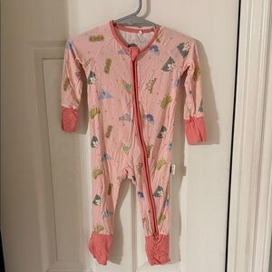 Bamboo Charming Pink Kids Footie with Disney Tiaras